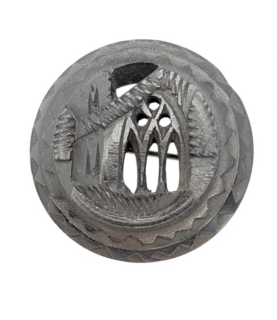 Antique Mourning Brooch/Antique Brooch/Muckross Abbey/Irish Brooch/Bog Oak Brooch