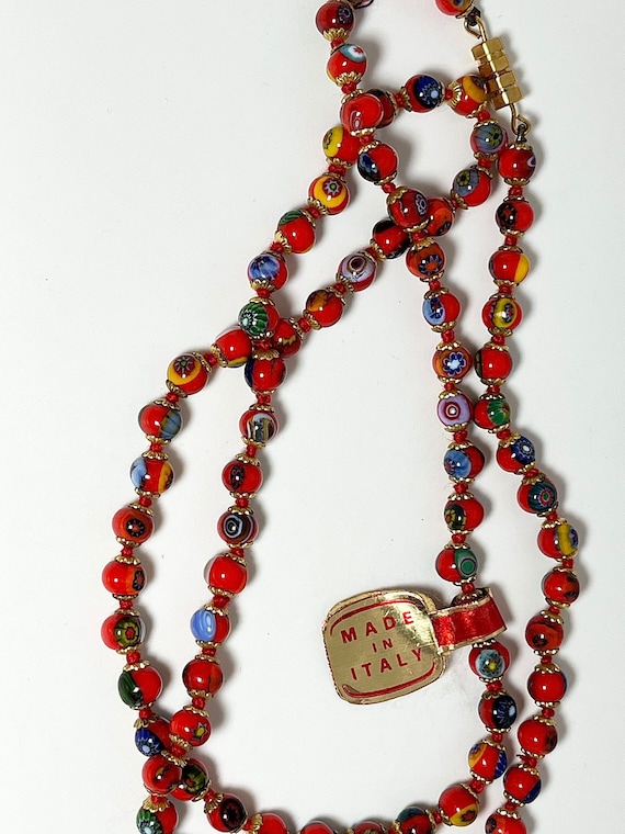 Murano Millefiori Necklace/Red Necklace/Vintage/It