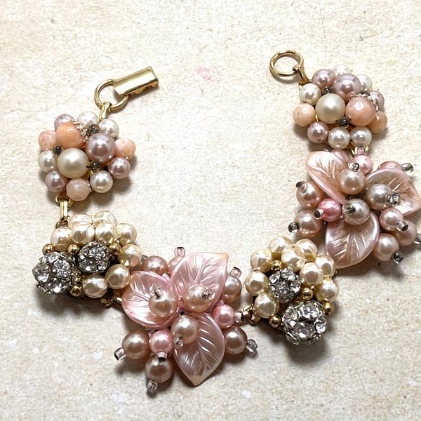 Bracelet/Handmade Bracelet/Vintage Bracelet/Earring Bracelet/Bridesmaid gift/Wedding Bracelet/Pink Bracelet