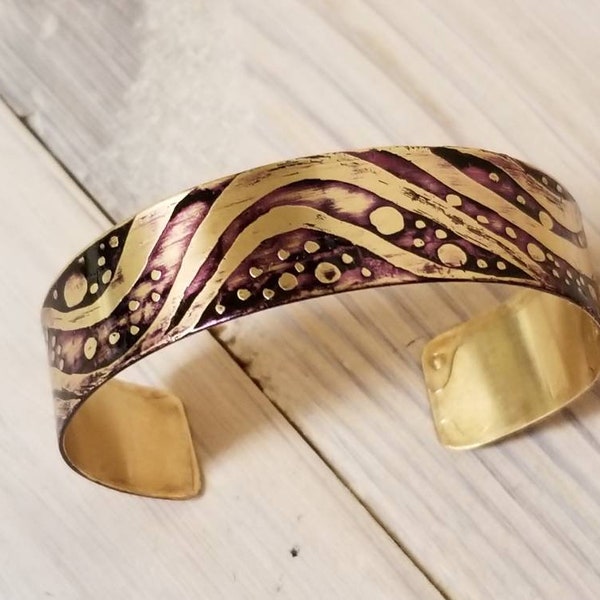 Etched bracelet | Brass Cuff | Brass Etched Bracelet | anniversary gifts for her | Cuff bracelets for women | brass bracelets for women