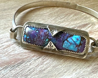 Mohave Kingsman Turquoise Tension Bracelet: Fine Silver Cuff