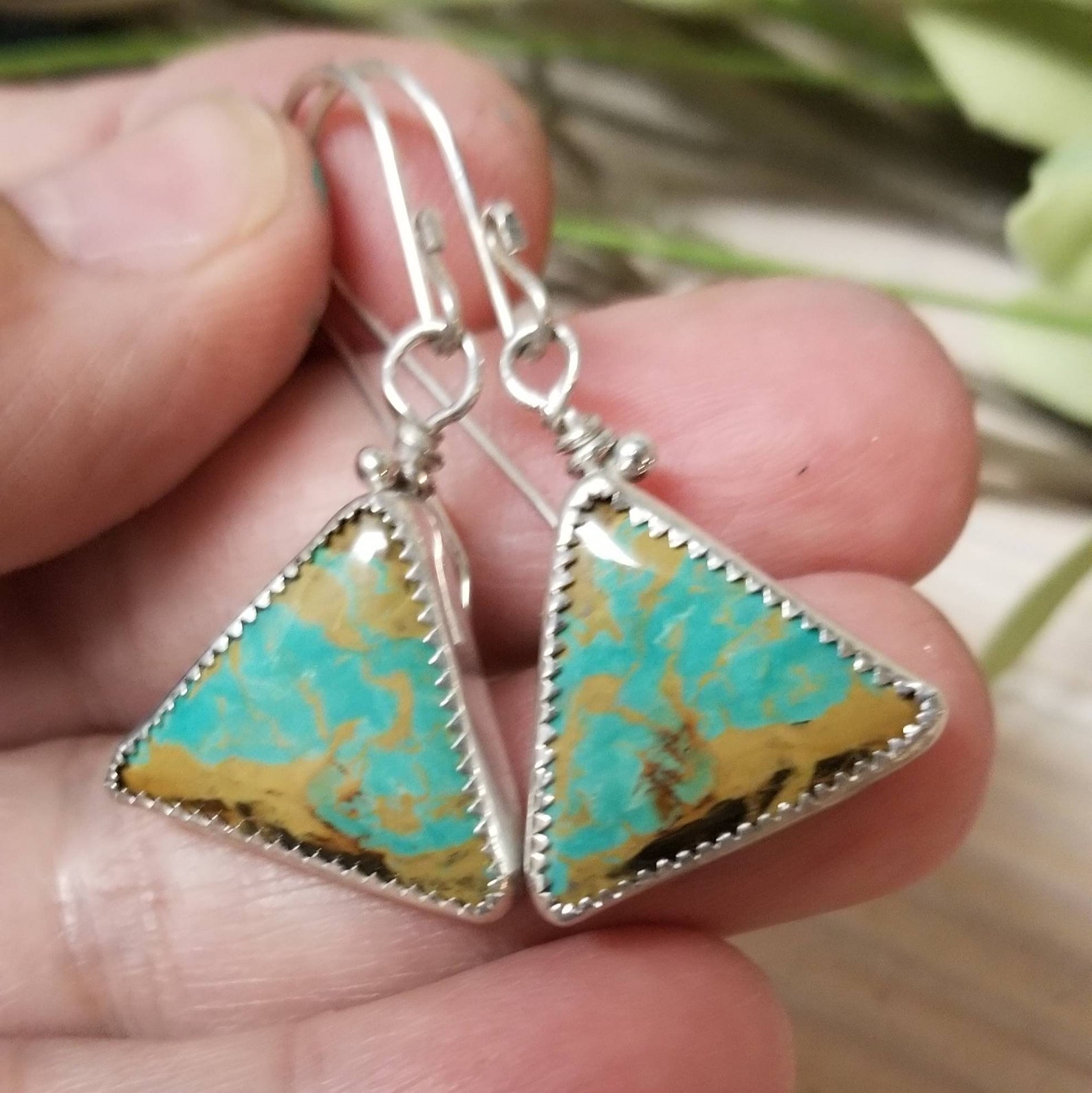 Turquoise triangle earrings Clearance