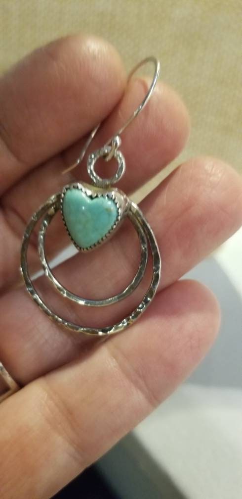 Campitos Turquoise Heart Earrings, Turquoise Dangle Earrings, Earrings ...