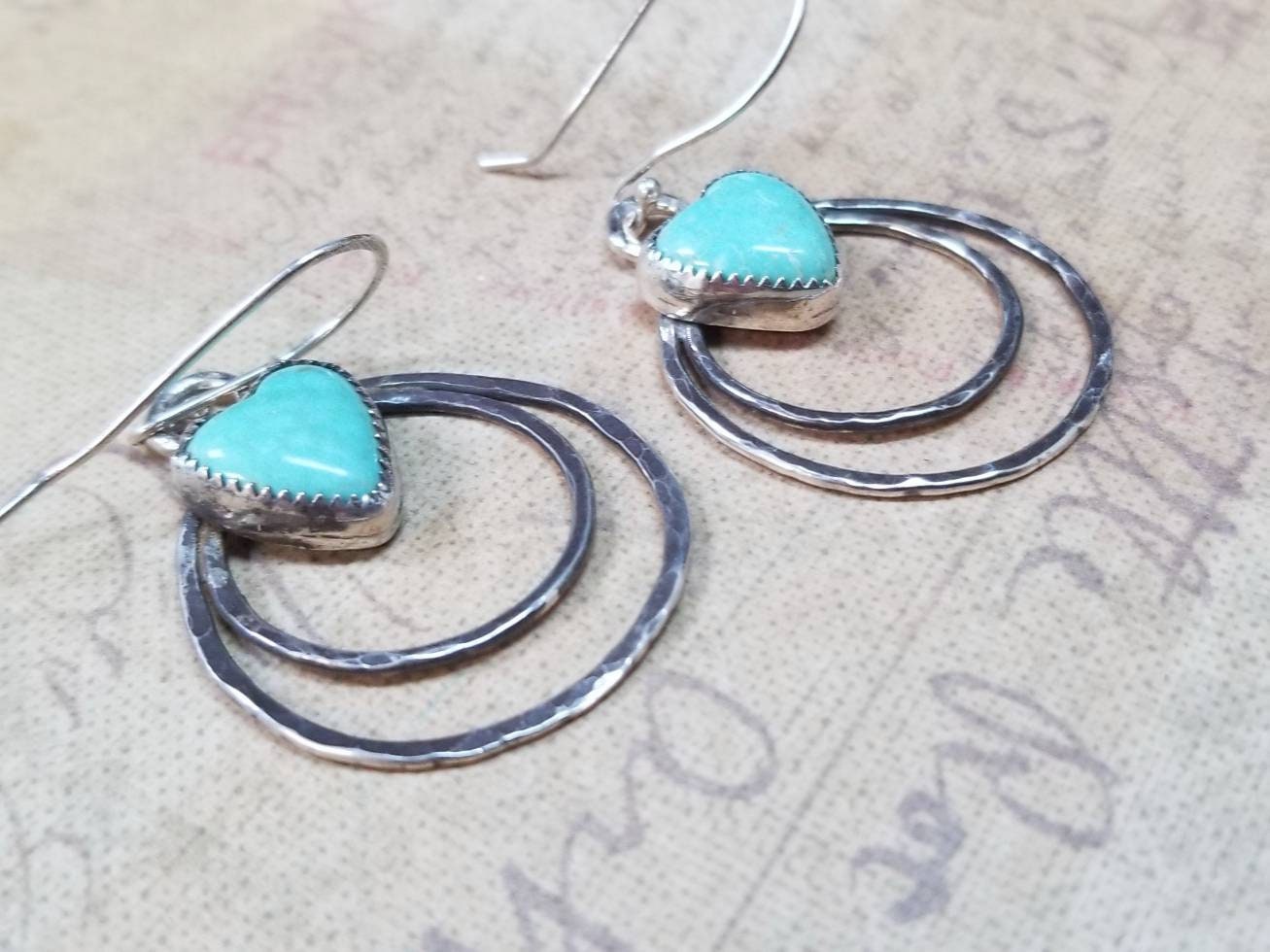 Campitos Turquoise Heart Earrings, Turquoise Dangle Earrings, Earrings ...