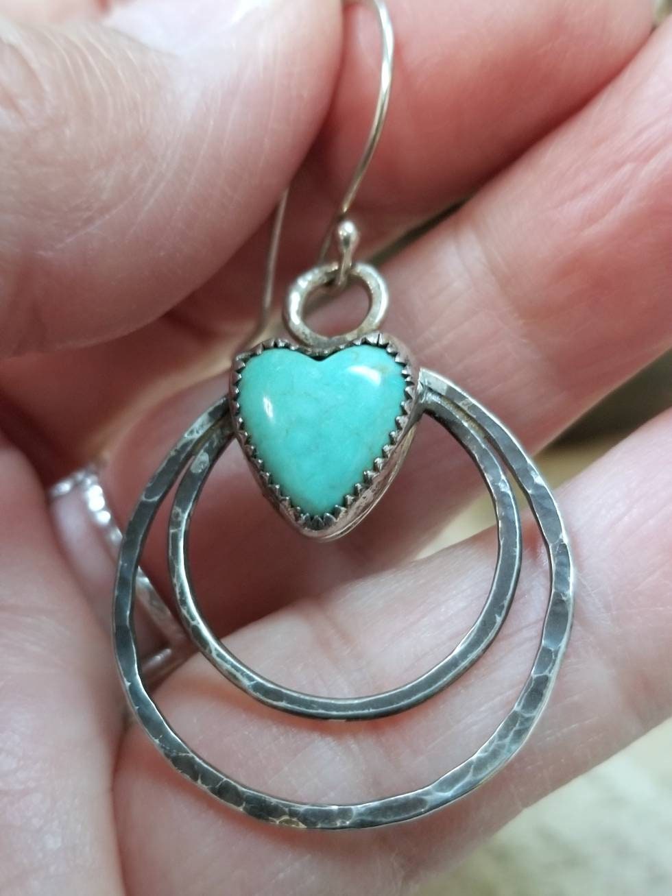 Campitos Turquoise Heart Earrings, Turquoise Dangle Earrings, Earrings ...