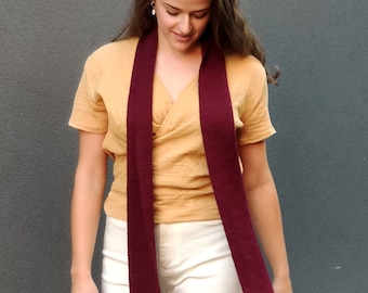 Ribbed Skinny Scarf - Australian Merino Wool - Narrow Scarf