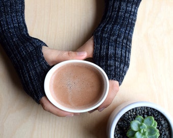 Navy Marl Wool Wrist Warmers / Fingerless Mittens