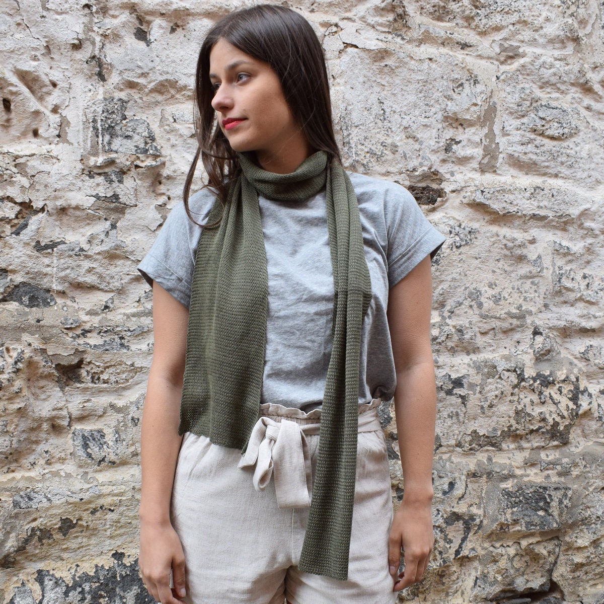 Cotton Scarf multiple Colours, Knitted Cotton Scarf, Narrow Scarf