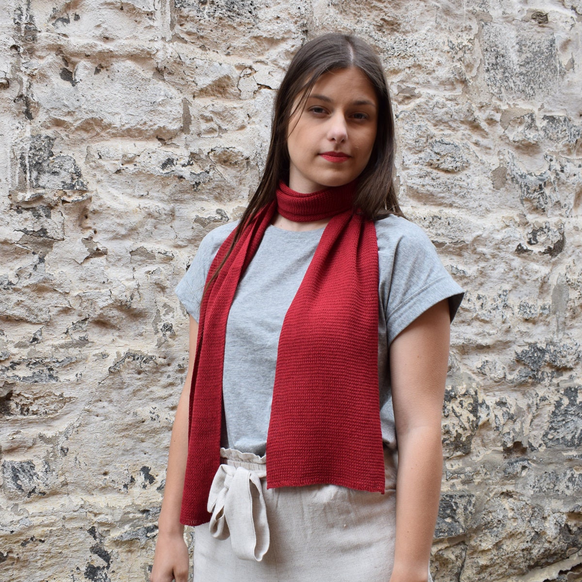 Cotton Scarf multiple Colours, Knitted Cotton Scarf, Narrow Scarf