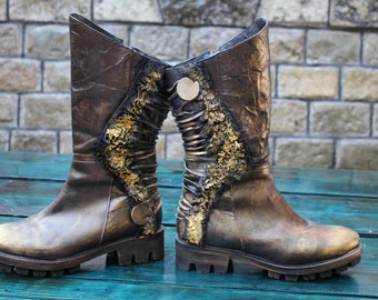 LEATHER BRONZE BOOTS