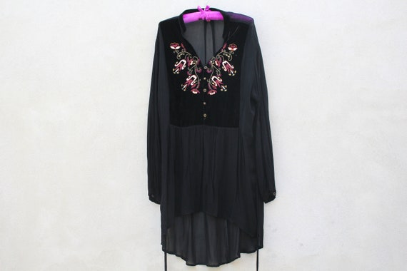 Bohemian ethnic vintage black tunic