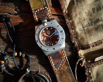 MadMax Series - WATCH STRAP Raw Vintage Single Tour iWatch Panerai Apple Watch Rustic Leather Band Custom Handmade Amazing Horween Unisex