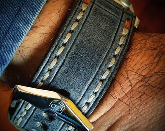 Custom Outline Rustic STRAP Vintage VDB  Panerai Real Handmade Amazing Horween Leather Hide Watch Band OOAK iWatch Handcrafted Rolex Omega
