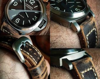 Premium Unique Amazing Horween Leather Rustic Strap Band OOAK Custom Handmade Cowhide Unisex Antique iWatch Apple Watch Android Personalized