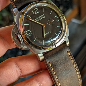 Matte Carbon Brown WATCH STRAP ooak 24 26 28 Panerai Vintage VDB Real Handmade Vintage Rustic Personalized iWatch Strap Band Custom Unisex