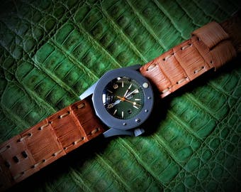 28 Vintage VDB Panerai Real Handmade Amazing Exotic Ali Skin Watch Strap OOAK Vintage Rustic Personalized iWatch Strap Band Custom Unisex