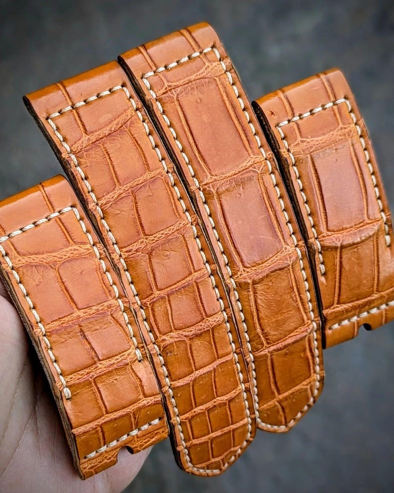 HORLOGEBAND Premium handgemaakte echte Amerikaanse exotische huid Panerai iWatch Band aangepaste Amazing Horween heren rustiek horloge Android gepersonaliseerd afbeelding 6