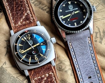 Jules Verne to Captain Nemo Bund Distressed Sale! Leather Watch Strap Band Custom Handmade Horween Cowhide iWatch Unisex Rustic Personalized
