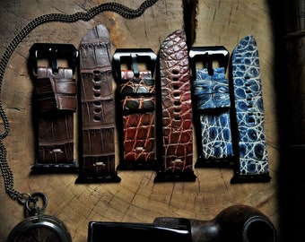Unique InHouse MultiDye StoneSanded Vintage Real Handmade Amazing Exotic Ali Skin OOAK Rustic Personalized iWatch Strap Band Custom Unisex