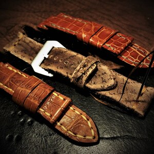 HORLOGEBAND Premium handgemaakte echte Amerikaanse exotische huid Panerai iWatch Band aangepaste Amazing Horween heren rustiek horloge Android gepersonaliseerd afbeelding 9