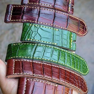 HORLOGEBAND Premium handgemaakte echte Amerikaanse exotische huid Panerai iWatch Band aangepaste Amazing Horween heren rustiek horloge Android gepersonaliseerd afbeelding 4