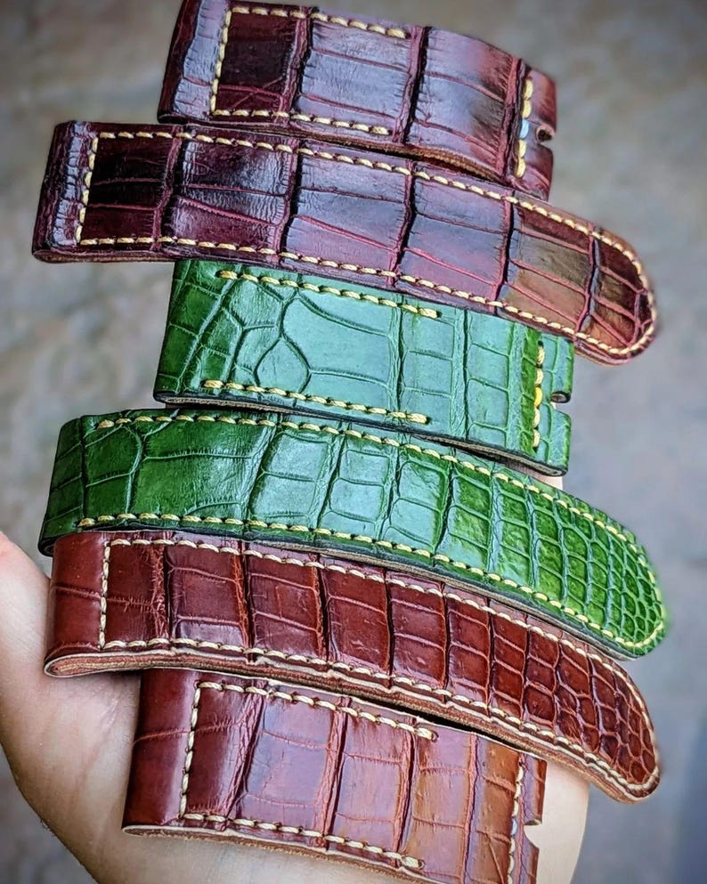 HORLOGEBAND Premium handgemaakte echte Amerikaanse exotische huid Panerai iWatch Band aangepaste Amazing Horween heren rustiek horloge Android gepersonaliseerd afbeelding 4