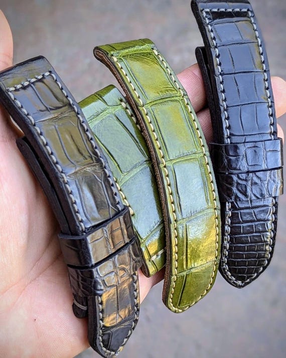 WATCHSTRAP Premium Handmade Genuine American Exotic  Skin Panerai iWatch Band Custom Amazing Horween Mens Rustic Watch Android Personalized