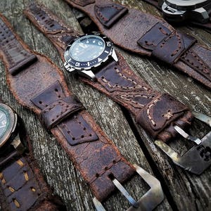 28 Vintage VDB Bund Jules Verne to Captain Nemo Bund Distrssed Leather Watch Strap Band Custom Handmade Horween Cowhide iWatch Unisex Rustic