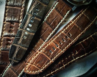 Tobacco Rustic Flavor WATCHSTRAP Real Handmade Amazing Exotic Premium American Ali Watch Strap Rustic Panerai OOAK iWatch Strap Band Custom