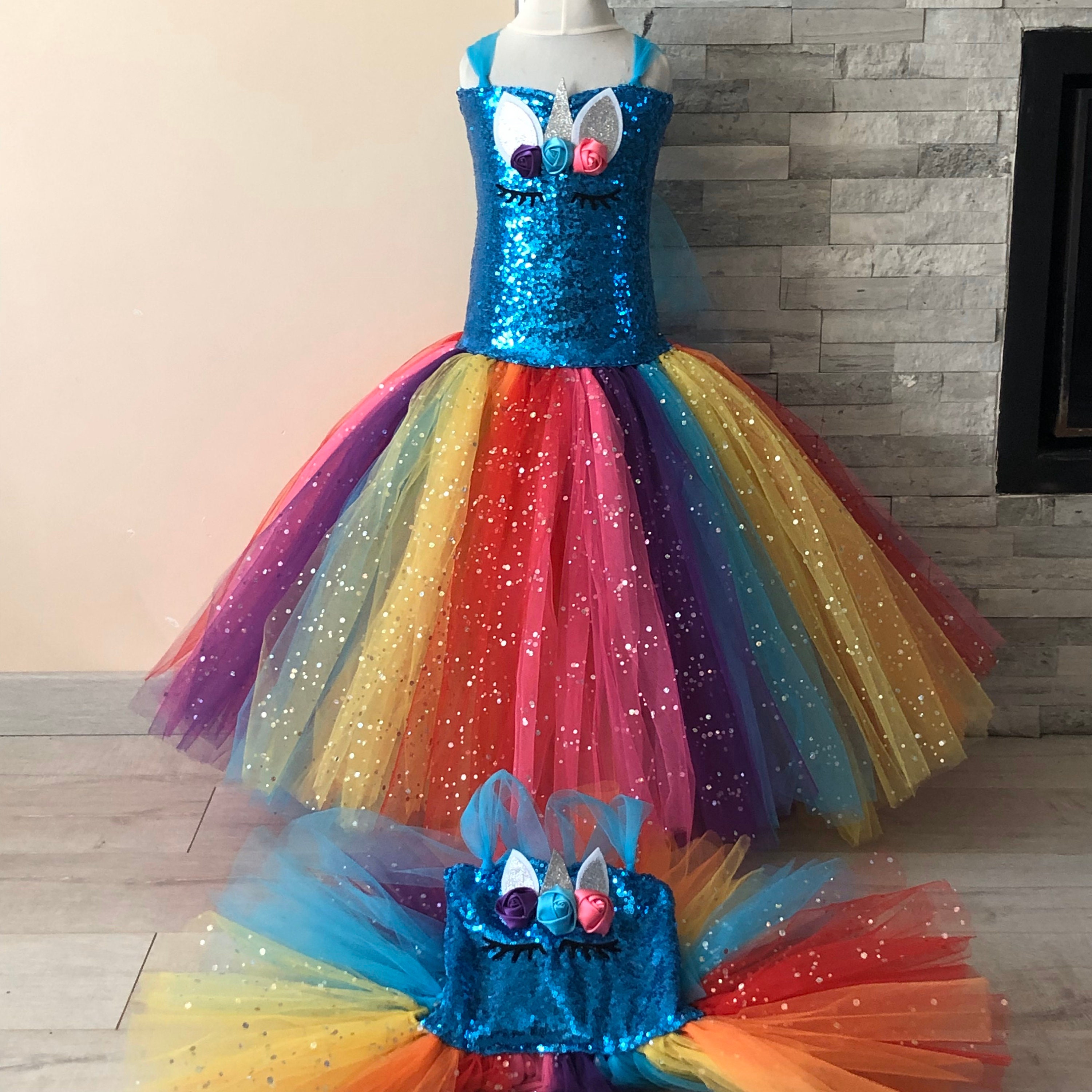 ZUCOS Costume de licorne pour fille avec lumières - Robe tutu - Rob