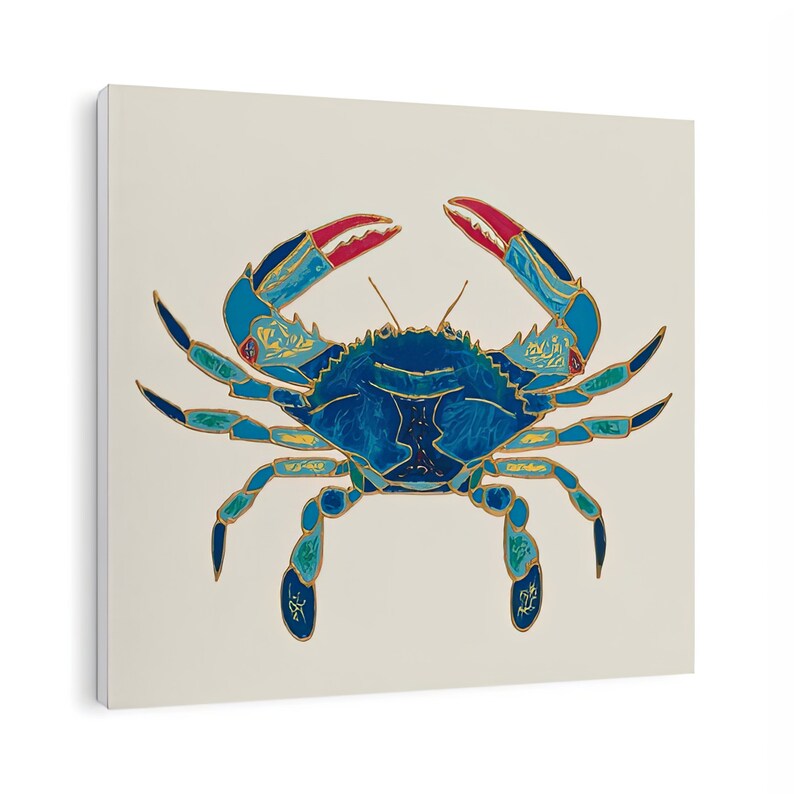 MARYLAND BLUE CRAB Art Square Coastal Wall Art Beach House Décor