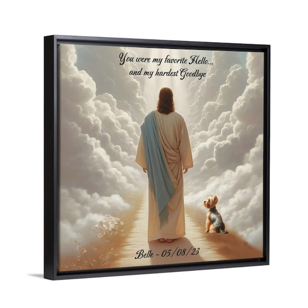 Arte conmemorativo personalizado para perros Yorkshire Terrier, regalo para recordar a una mascota fallecida: obra de arte de Yorkie, pintura personalizada de Jesús.