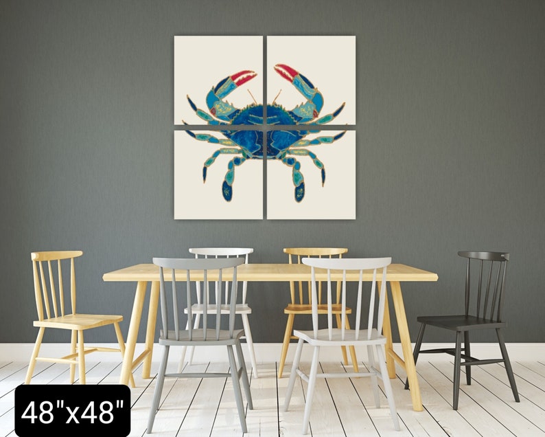 MARYLAND BLUE CRAB Art Square Coastal Wall Art Beach House Décor