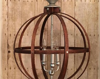 Handmade 18" Rustic Wooden Orb Chandelier: Pendant Lighting Fixture