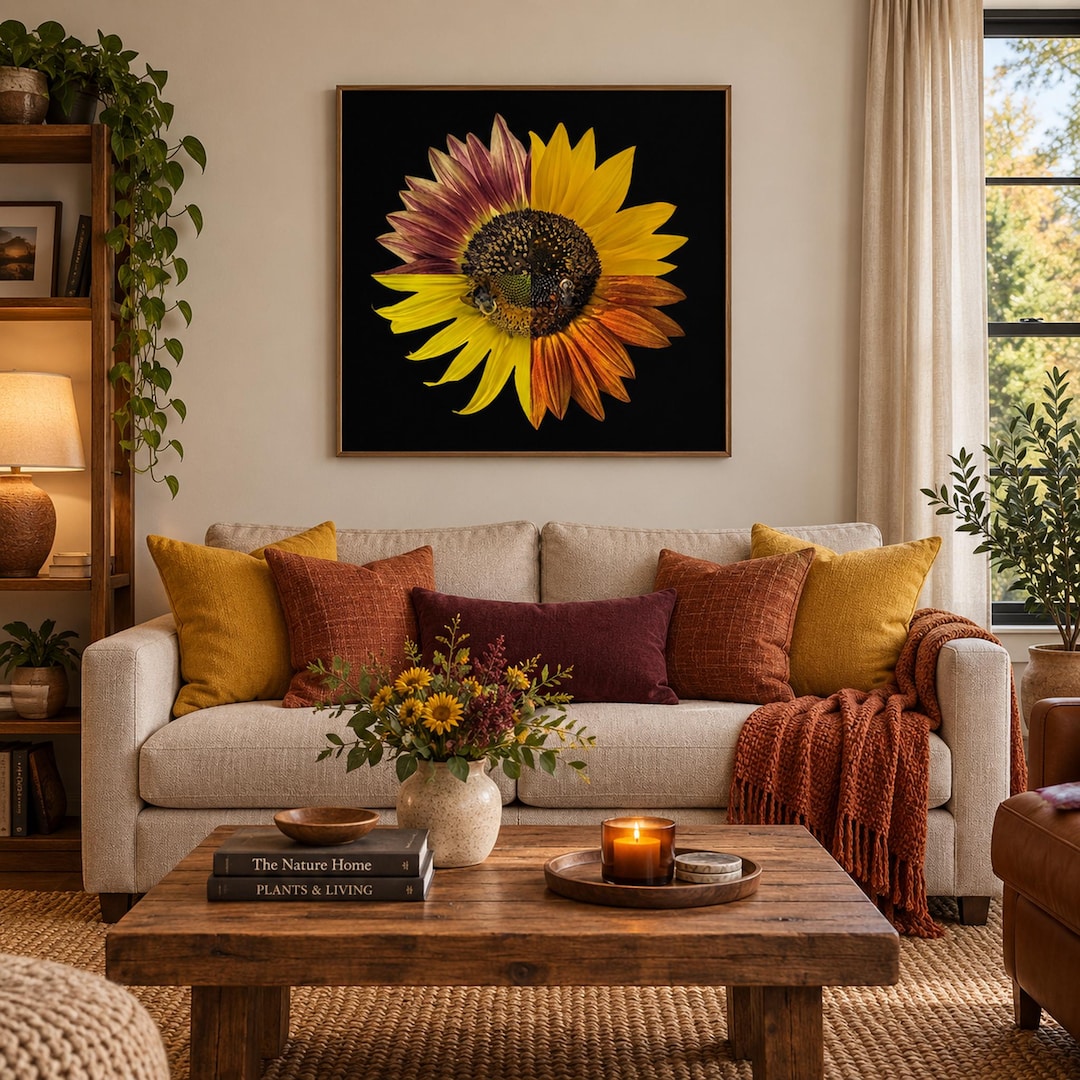 Sunflower Photo, Honey Bee Collage Print - Floral Photography
