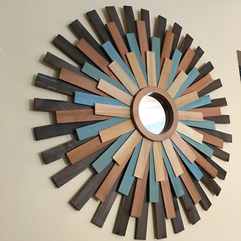 RUSTIC SUNBURST MIRROR 29 Focal Piece Dramatic Handcrafted From