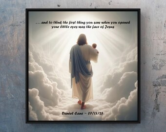 Custom Baby Loss Memorial Painting, Miscarriage Gift, Stillbirth, SIDS, Infant Death, Personalized Jesus Canvas