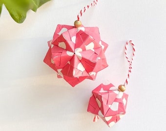 Kusudama Ball Ornament, Origami Decor, Origami Wall Hanging, Paper Wall Decor, Origami Paper Gift, Japanese Style Decoration