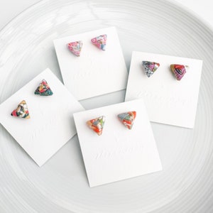 Origami Stud Earrings, Ear Studs, Chiyogami Paper Gift, Japanese Style Accessories, Statement Earrings, Japanese Pattern, washi paper craft