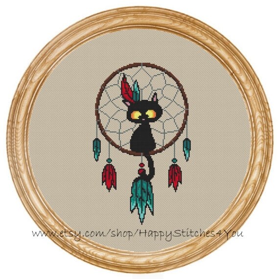 Cross Stitch Pattern PDF Cat Dream Catcher DD40 Etsy Impressive Dream Catcher Design Patterns Cross Stitch Pattern PDF Cat Dream Catcher DD40 Etsy Impressive Dream Catcher Design Patterns
