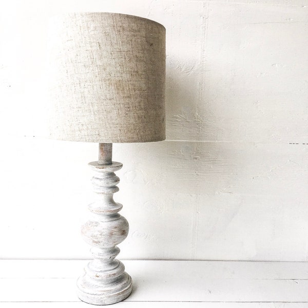 Farmhouse lamp,home decor, beach decor, coastal decor, lamp, white lamp, rustic lamp, coastal farmhouse,linen,table lamp,white lamp