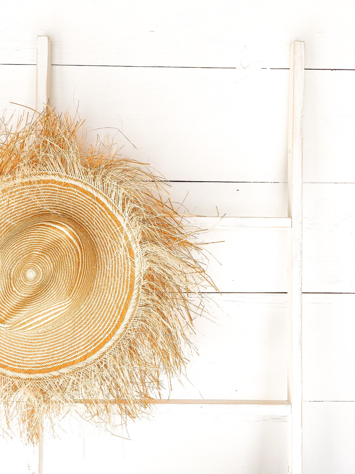 Hat Ladder Wood Ladder Straw Hat Hat Beach House Decor Etsy