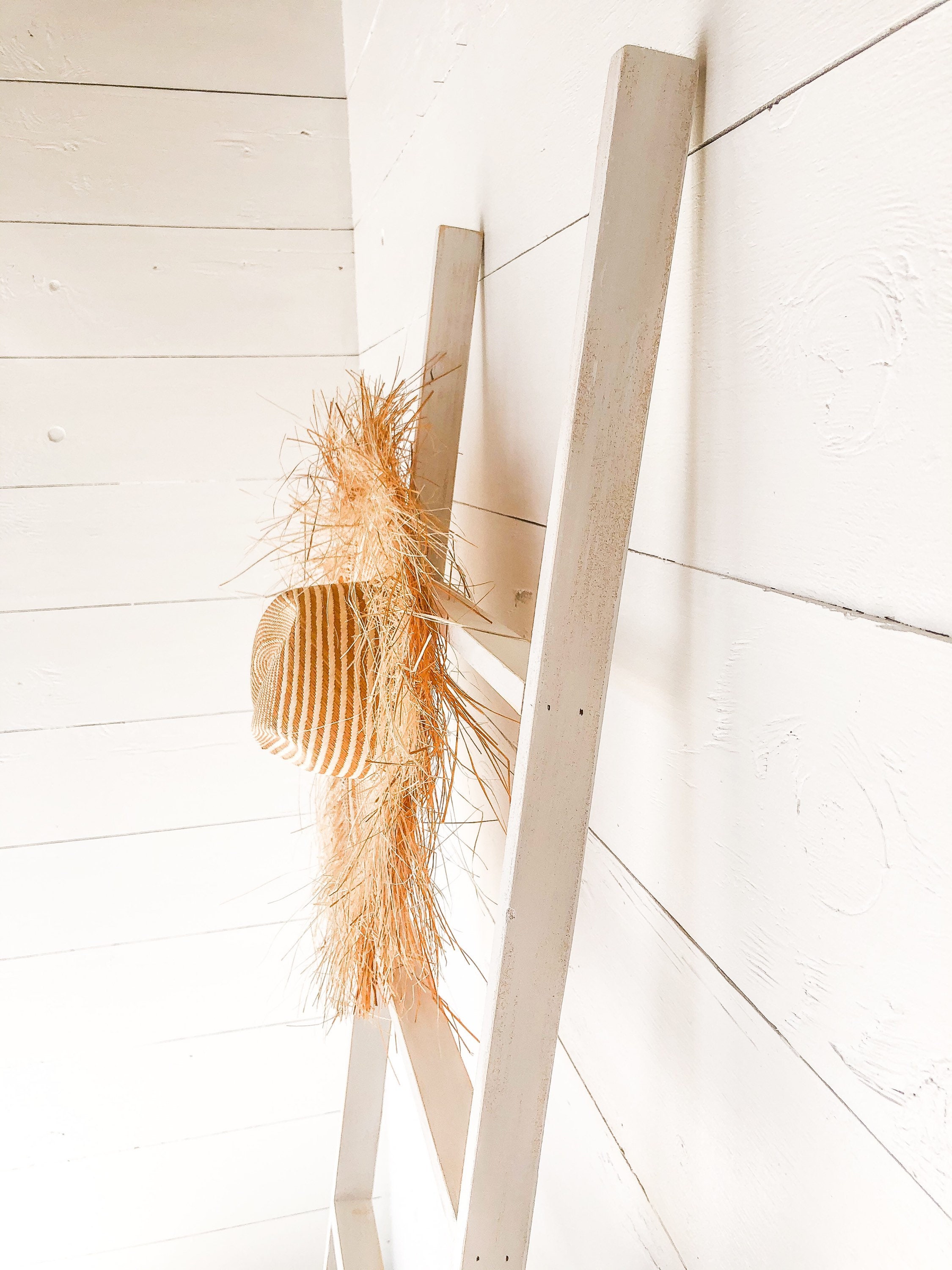 Hat ladder wood ladder straw hat hat beach house decor Etsy