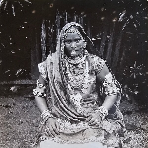 Enigmatic Indian Woman /// Oriental Opulent Jewelry /// Ethnic Portrait /// Original Vintage Rare Real Photo Postcard /// Year 1930