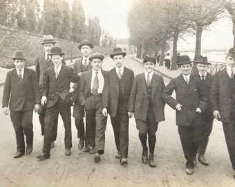 Gentlemen Portrait /// Edwardian Dandies /// Sporty Elegance /// Original Antique French Real Photo Postcard /// Year 1915