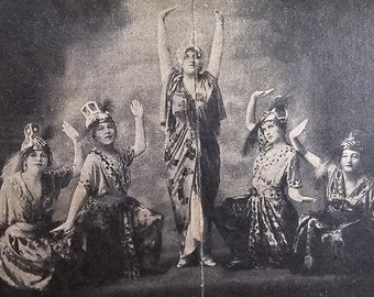 Rare Ritualistic Sacred Goddess Dancers /// Ancient Assyrian Wisdom /// Original Antique Postcard /// Year 1900