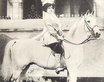 Equestrian Lady /// Woman on Horse /// Fairy Tale Pilgrimage /// Original Antique French Postcard /// Year 1905