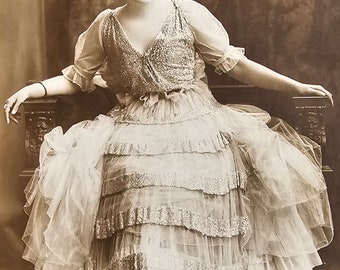 Miss Mia May /// Silent Film Actress /// Theatrical Stage Costume /// Original Antique German Postcard /// Year 1925