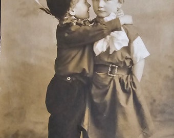 Sweet Little Boys Portrait /// Adorable Fashion /// Edwardian Children /// Original Antique Belgian Postcard /// Year 1910