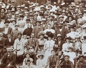 Fascinating Crowd /// Where's Wally? /// Edwardian Social History /// Original Antique Italian Real Photo Postcard /// Year 1907!